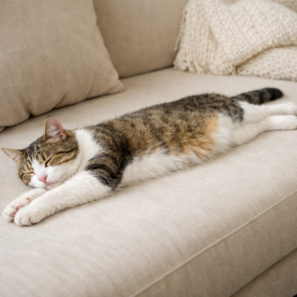 <p>
							Смотря на позы кошки во время сна, вы могли заметить, что она немного
							подергивается. Задумывались ли вы, почему это происходит? Что происходит
							в их теле? Может быть, они видят сны?
							</p>